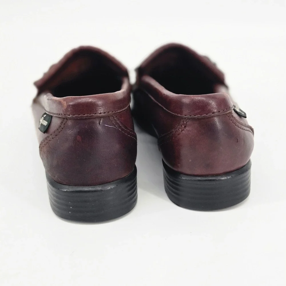 Eastland Vintage 90s Brown Leather Kiltie Fringe Buckle Penny Loafers Shoes 7M